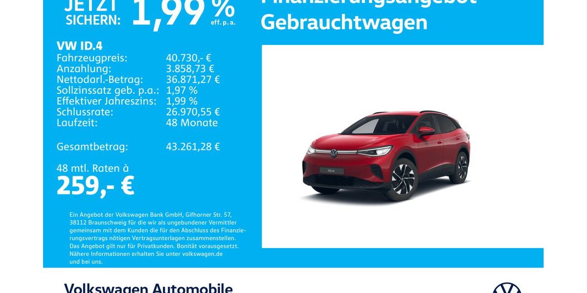 VW ID.4 8.526 km 40.730 &euro; Stuttgart-Wangen 70188