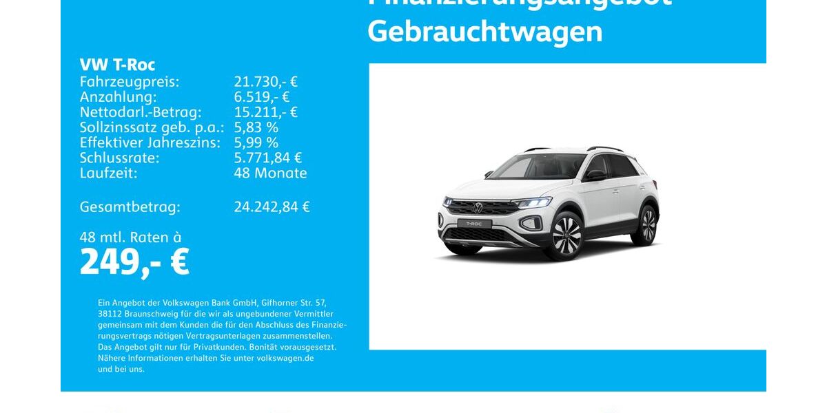 VW T-Roc 24.856 km 21.330 &euro; Stuttgart-Wangen 70188