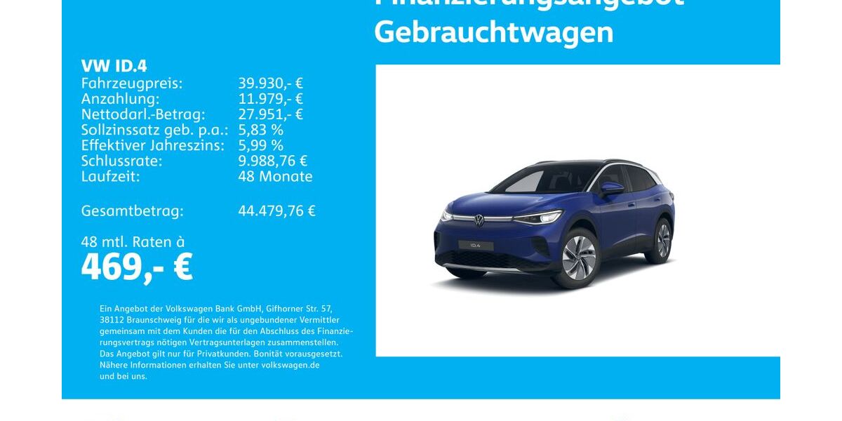 VW ID.4 13.444 km 39.630 &euro; Stuttgart-Wangen 70188